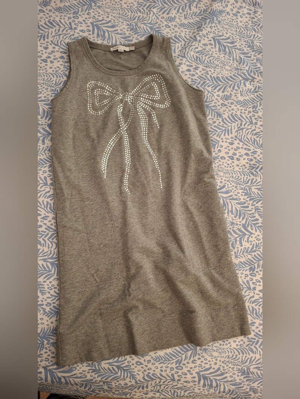 See By Chloe Gray Tank Dress with Crystal Bow Detail